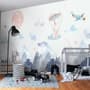 Aquarell-Stil Kinderlandschaft mit süßem Hasen Fototapete