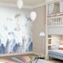 Aquarell-Stil Kinderlandschaft mit süßem Hasen Fototapete