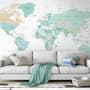 Green Political World Map Wallpaper Mural