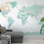 Green Political World Map Wallpaper Mural