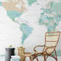Green Political World Map Wallpaper Mural