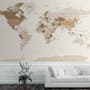 Brown Political Map Wallpaper Mural