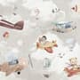 Nursery Cartoon Animals Flying with Aircraft Wallpaper Mural