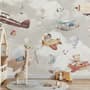 Nursery Cartoon Animals Flying with Aircraft Wallpaper Mural