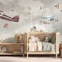 Nursery Cartoon Animals Flying with Aircraft Wallpaper Mural