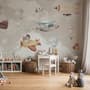 Nursery Cartoon Animals Flying with Aircraft Wallpaper Mural