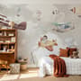 Nursery Cartoon Animals Flying with Aircraft Wallpaper Mural