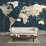 Navy Blue Political World Map Wallpaper Mural