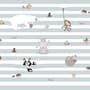 Cute Animals on the Colorful Stripe Wallpaper Mural