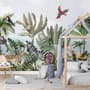 Kids Jungle View with Exotic Animals Wallpaper Mural