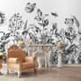 Black and White Floral Wallpaper Mural