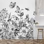 Black and White Floral Wallpaper Mural