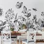 Black and White Floral Wallpaper Mural