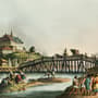 Papier peint panoramique vue historique du lac avec palais