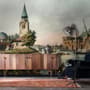 Papier peint panoramique remparts historiques au bord de mer