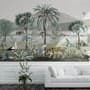 Vintage Exotic Landscape with Wild Animals Wallpaper Mural