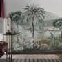 Vintage Exotic Landscape with Wild Animals Wallpaper Mural
