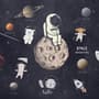 Astronaut and Animals in Space Wallpaper Mural for Children