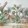 Kids Tropical Animals with Leafs Wallpaper Mural