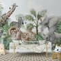 Kids Tropical Animals with Leafs Wallpaper Mural