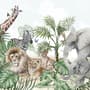 Kids Tropical Animals with Leafs Wallpaper Mural