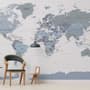 White and Purple Political World Map Wallpaper Mural