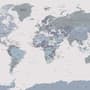 White and Purple Political World Map Wallpaper Mural