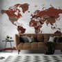 White and Brown Political World Map Wallpaper Mural
