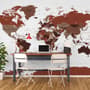White and Brown Political World Map Wallpaper Mural