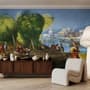 Medieval Lake Landscape with Boats Wallpaper Mural