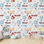 Kids Vintage Hot Air Balloon and Aircraft Pattern Wallpaper Mural