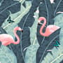 Tropical Banana Leaf with Pink Flamingo Wallpaper Mural
