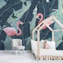 Tropical Banana Leaf with Pink Flamingo Wallpaper Mural