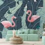 Tropical Banana Leaf with Pink Flamingo Wallpaper Mural