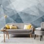 Indigo Style Watercolor Geometric Wallpaper Mural