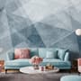 Indigo Style Watercolor Geometric Wallpaper Mural