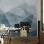 Indigo Style Watercolor Geometric Wallpaper Mural