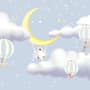 Kids Cartoon Cloud and Yellow Moon Wallpaper Mural