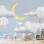 Kids Cartoon Cloud and Yellow Moon Wallpaper Mural