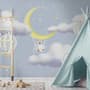Kids Cartoon Cloud and Yellow Moon Wallpaper Mural