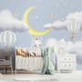 Kids Cartoon Cloud and Yellow Moon Wallpaper Mural