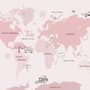 For Girls Pink Monochrome World Map Wallpaper Mural
