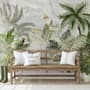 Green Tropical Forest with Parrot Wallpaper Mural
