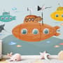 Kids Boys Watercolor Underwater with Submarine Wallpaper Mural