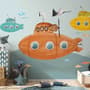 Kids Boys Watercolor Underwater with Submarine Wallpaper Mural
