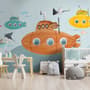 Kids Boys Watercolor Underwater with Submarine Wallpaper Mural