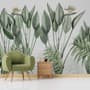 Vintage Palm Leaf and Colorful Birds Wallpaper Mural