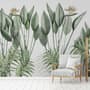 Vintage Palm Leaf and Colorful Birds Wallpaper Mural