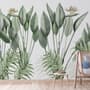 Vintage Palm Leaf and Colorful Birds Wallpaper Mural