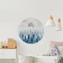 Foggy Forest with Rising Moon Landscape Circle Wall Decal Sticker